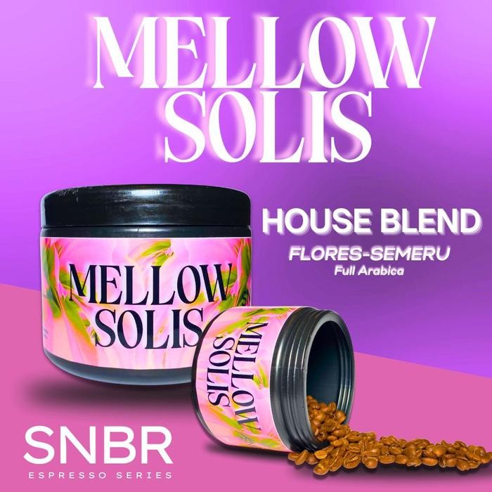 

MELLOW SOLIS Premium Espresso House Blend Full Arabica Coffee Beans by Sanubari 200 gr