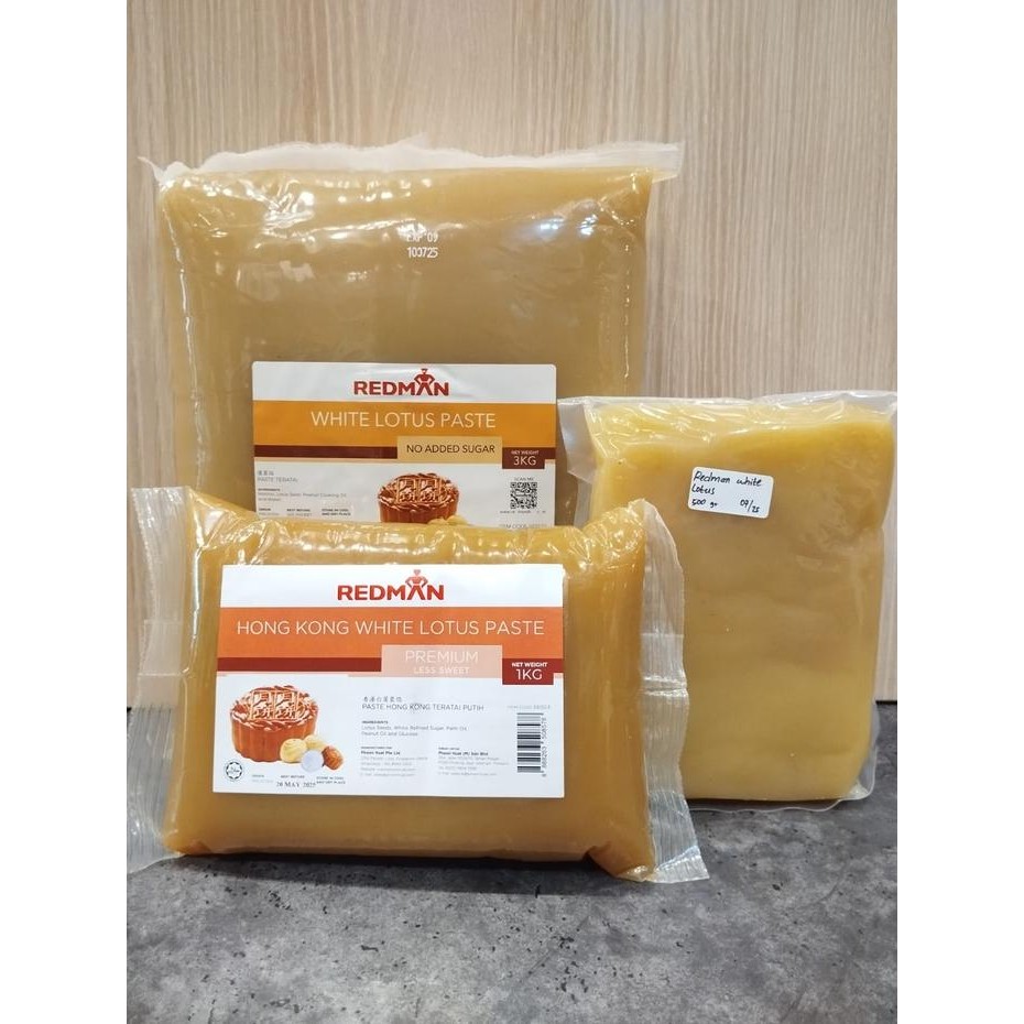 

Redman Mooncake Filling White Lotus Less Sweet 1kg moon cake paste isian kue bulan - 500gr