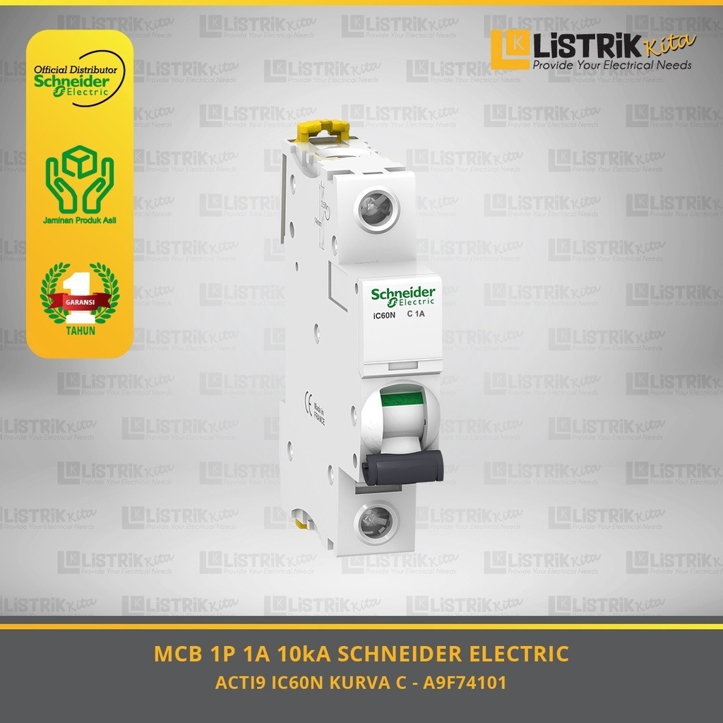 MCB SCHNEIDER ELECTRIC ACTI9 iC60N 1P 1A/2A/4A/6A/10A/16A/20A/25A/32A/40A/50A/63A 6kA/10kA- A9F741**