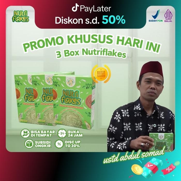 

Nutriflakes Sereal Original 280 gram - Paket 3 Box - Halal BPOM - Makanan Sereal Susu dengan Pati Umbi Garut & Daun Kelor Granola Oatmeal