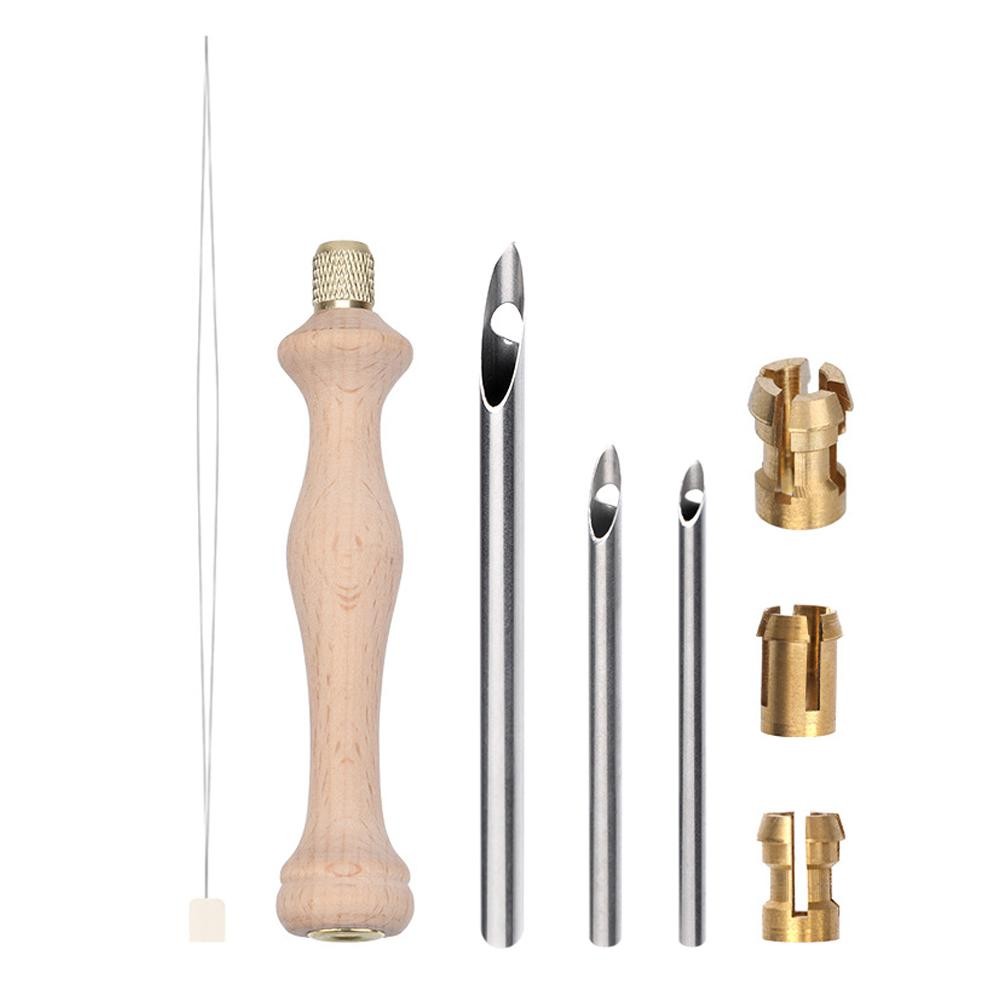 

1 Set Wooden Punch Needle Adjustable Knitting Embroidery Pen DIY Craft Punch Threader Cross Stitching Projects Sewing Access