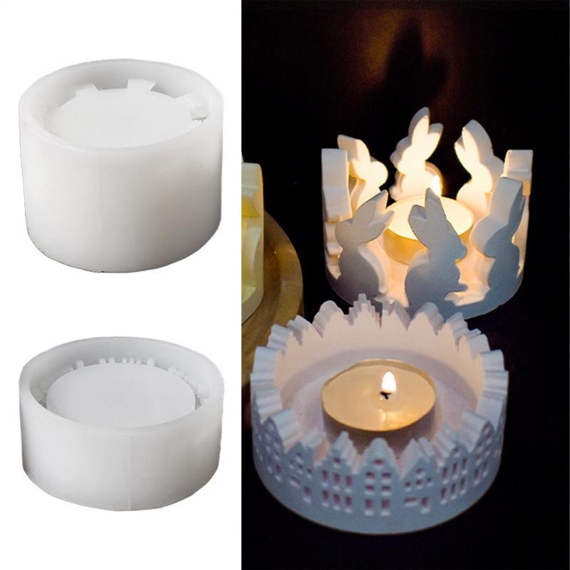 

Easter Rabbit Candle Holder Silicone Mold Cute Bunny Easy Release Mold Reusable Candle Stand Molding