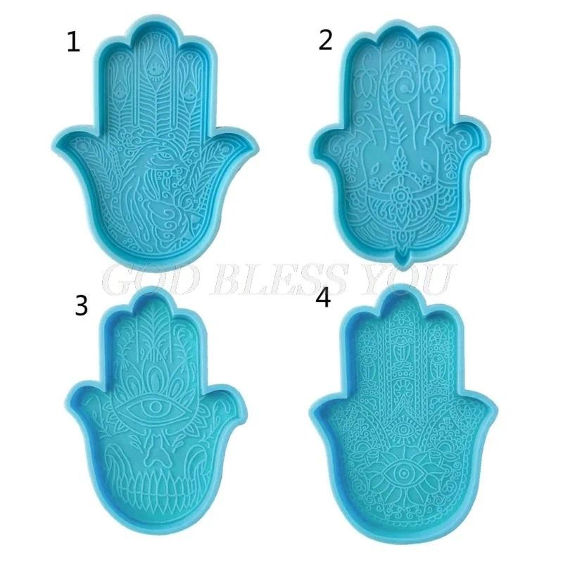 

Khamsah Hamsa Hand Epoxy Resin Silicone Mold Fatima Hand Tray Resin Casting Mold Elephant in the Soap Mold