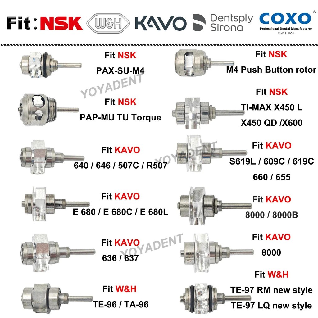 Dental Turbine Cartridge Air Rotor Dentistry Handpiece Accessories Fit NSK KAVO COXO High Speed Hand