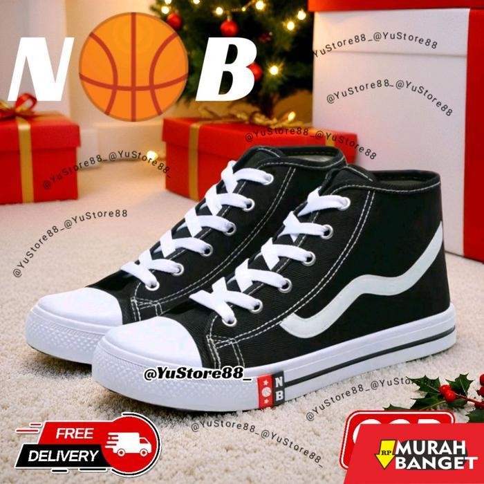 Sepatu Sekolah Tinggi Tali (LIST PUTIH) Sepatu Laki-laki Perempuan Hitam Putih SOL PUTIH Casual Snea