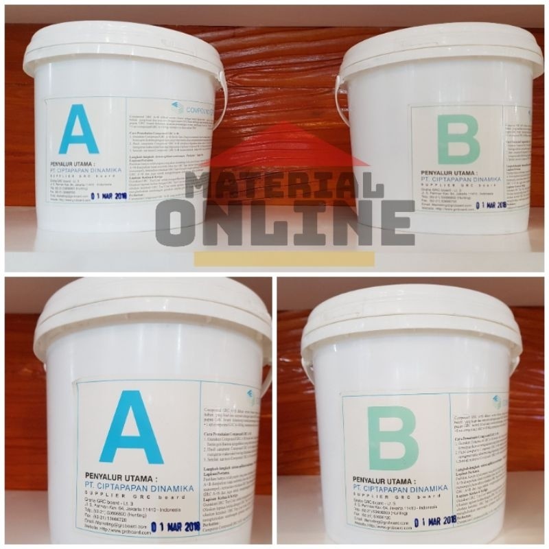 Compound compon kompon AB A + B GRC BOARD 2 Komponen Papan Semen Epoxy 8 4 Kg 4kg 8Kg Galon