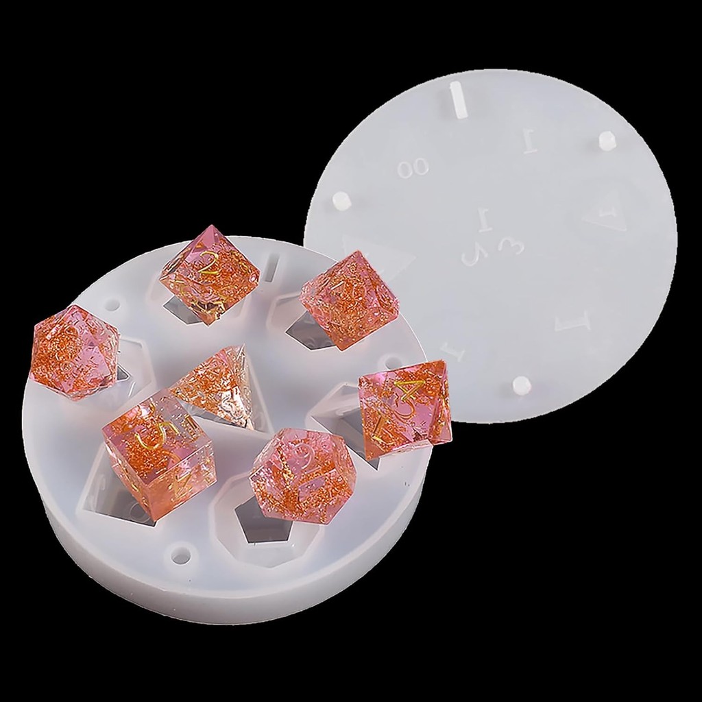 

DIY 7-Cavity Dice Molds - Sharp Edge Silicone for Custom Resin Dice, Perfect Gift for RPG