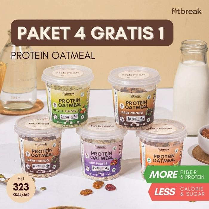 

[TERLARIS] Paket 4 Gratis 1 Protein Oatmeal Fitbreak - Mix All[TERLARIS ]
