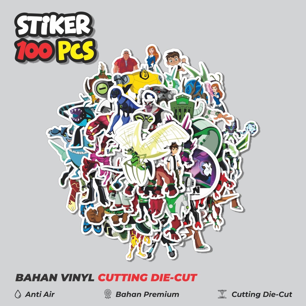 

Terbaru! 50 pcs Stiker Kartun Series Ben Ten Karakter Mix Dekorasi Lucu Kreatif untuk Notebook, Skateboard, HP