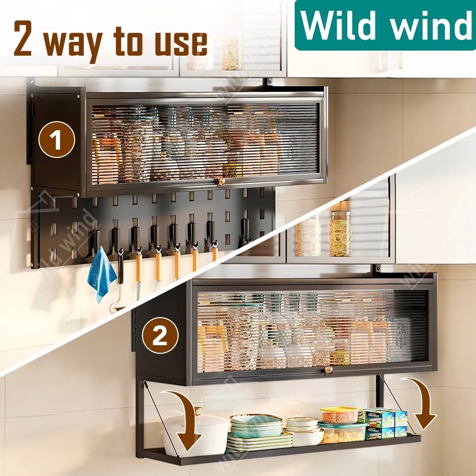 NEW PRODUK Wildwind Lemari Gantung Dapur Rak Dapur Gantung Minimalis Lemari Dapur Serbaguna Rak piri
