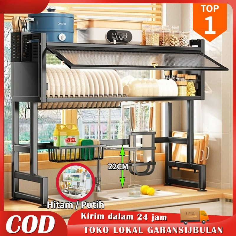 Rak Piring Tertutup Rak Piring Wastafel With Cover Stainless Steel Rak Dapur Rak Piring Gantung