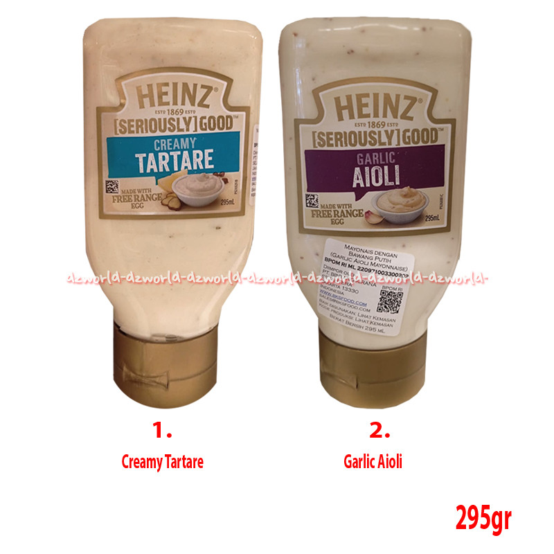 

Heinz 295ml Creamy Tartare Garlic Aioli Mayonnaise Mayonais Tanpa Telur Seriously Good Krim Saos Bawang Heins Free Range Egg