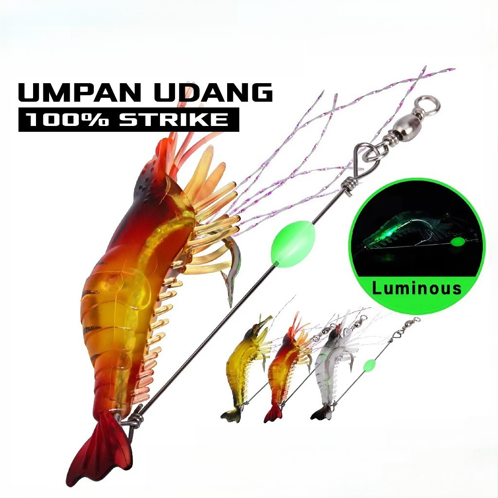 Umpan Udang Biomimetik Softlure dengan Kail dengan Bentuk Udang Umpan Lembut Umpan Palsu untuk
