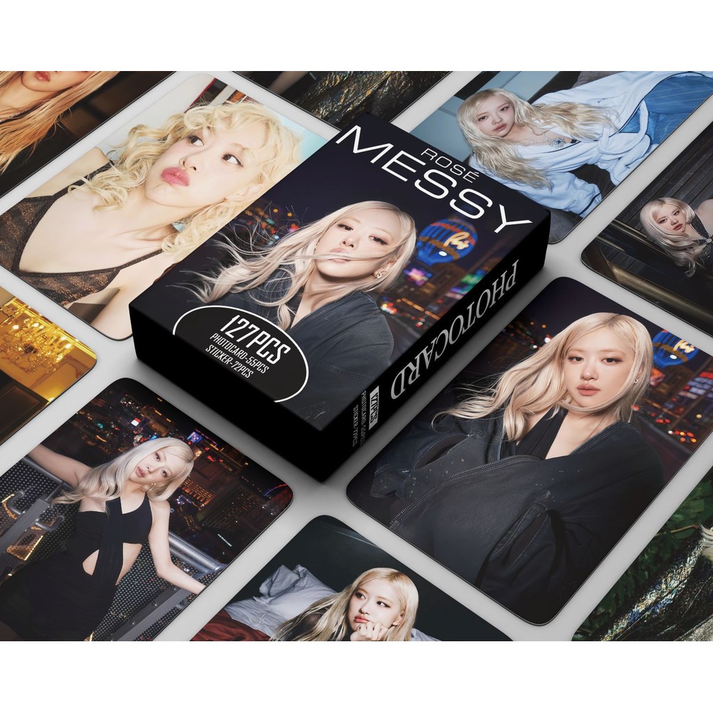 

55+72Pcs/Set Kpop New Album Messy Card Stickers ROSE Postcard Photo Print Cards Picture For Fans Collectible Cards