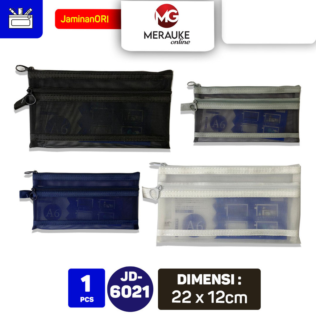 

KINHSHION Tempat Pensil Jaring Pencil Case Jala A6 Classic Color JD 6201