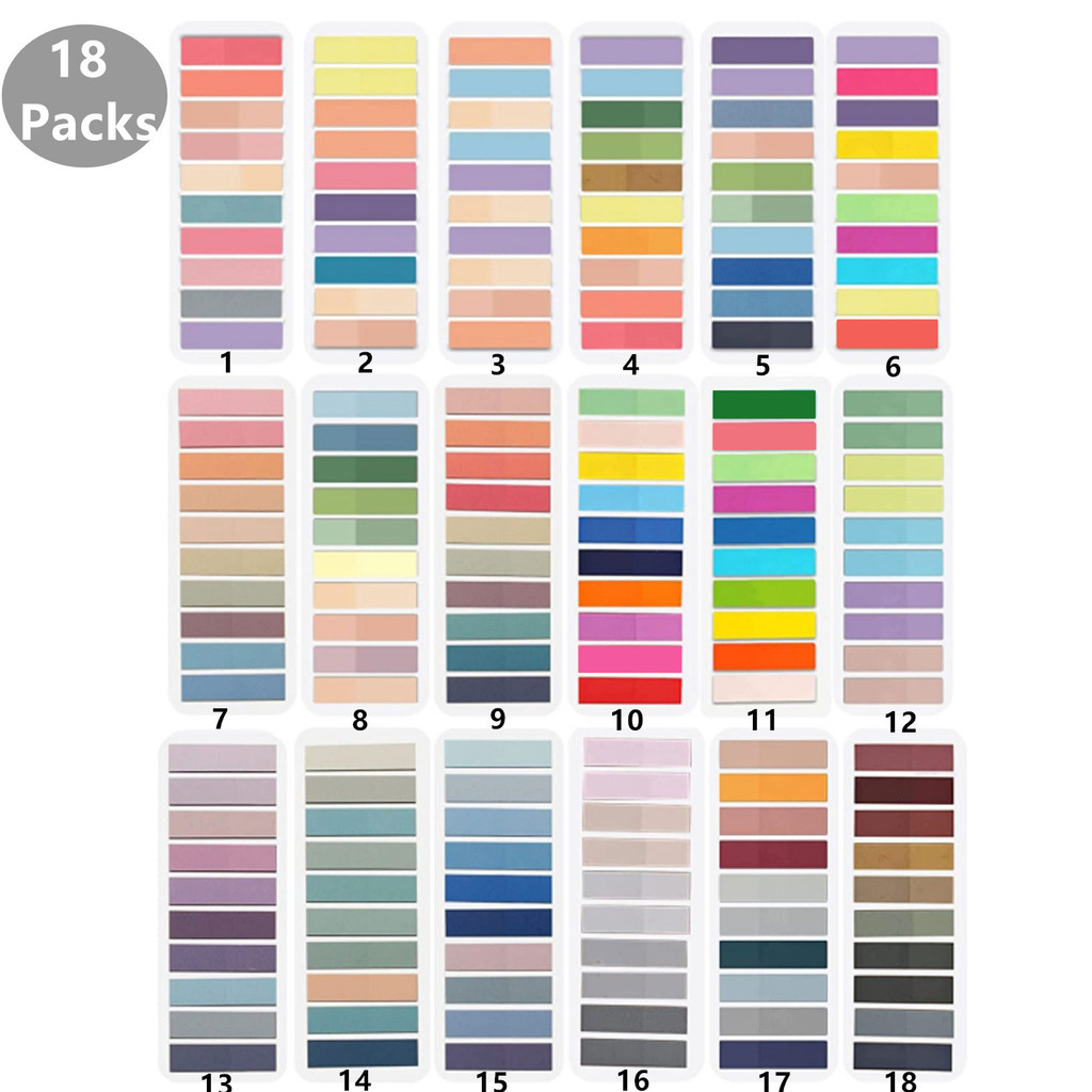 

18Packs/Set Transparent Sticky Notes Self-Adhesive BookMarker Annotation Reading Book Clear Tab Kawaii Cute Stationery