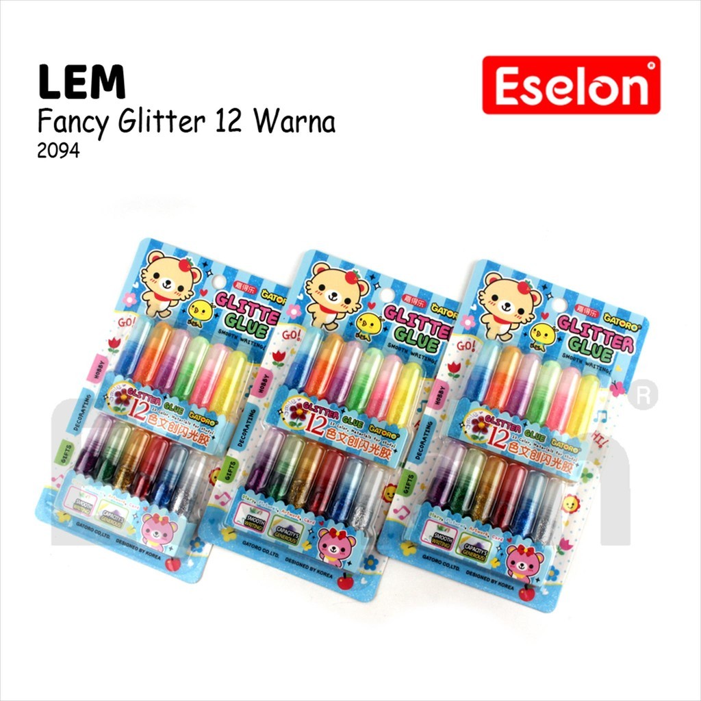 

♚12pcs Lem Cair Glitter Warna Warni /1 pak Lem Glitter 2094♚