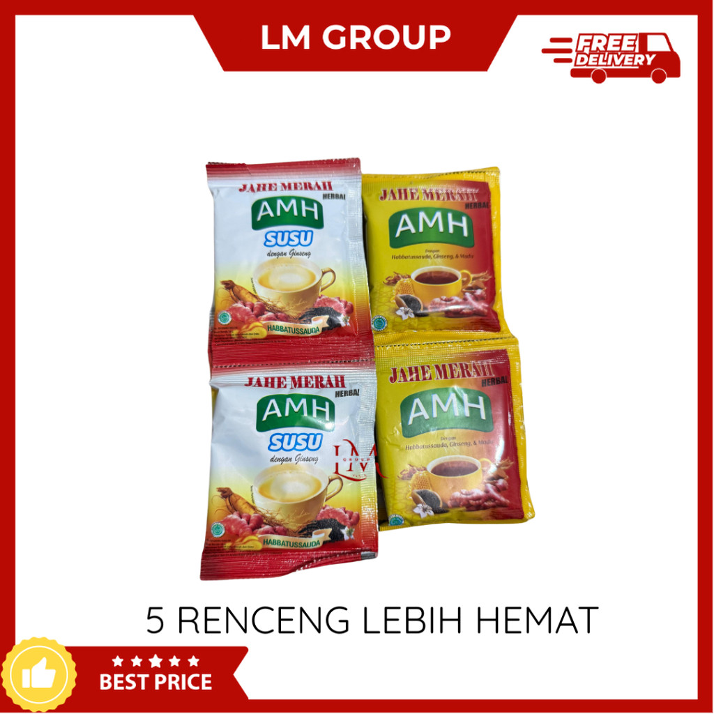 

[PAKET 5 RENCENG] AMH Jahe Merah/Susu Jahe 1 Renceng isi 10 pcs LM Snack Grosir