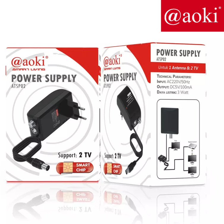 Aoki ATSP02 Booster Antena Penjernih TV Tabung Digital Outdoor BONUS Kabel TV 2 Meter