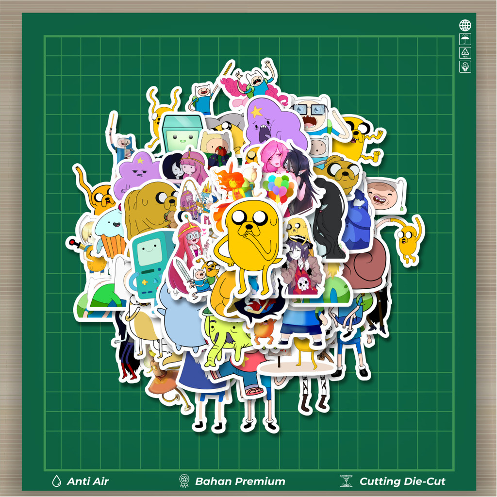 

HOT 50 PCS STIKER Stiker Kartun Series Adventure Time Character Mix 5 Stiker Fashion Cars Decal Dingin Kartu Album Custom Vinyl Anti Air- Sticker Aesthetic Buku Journal Koper Casing HP Tablet Laptop Helm Motor Botol Minum