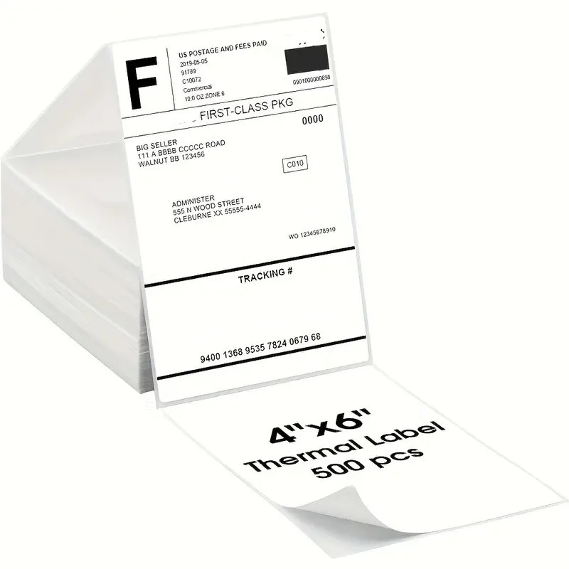 

4x6 Inch Direct Thermal Labels 500 Labels Per stacked -Strong Adhesive, Labels Resistant to Water & Grease For shipping label