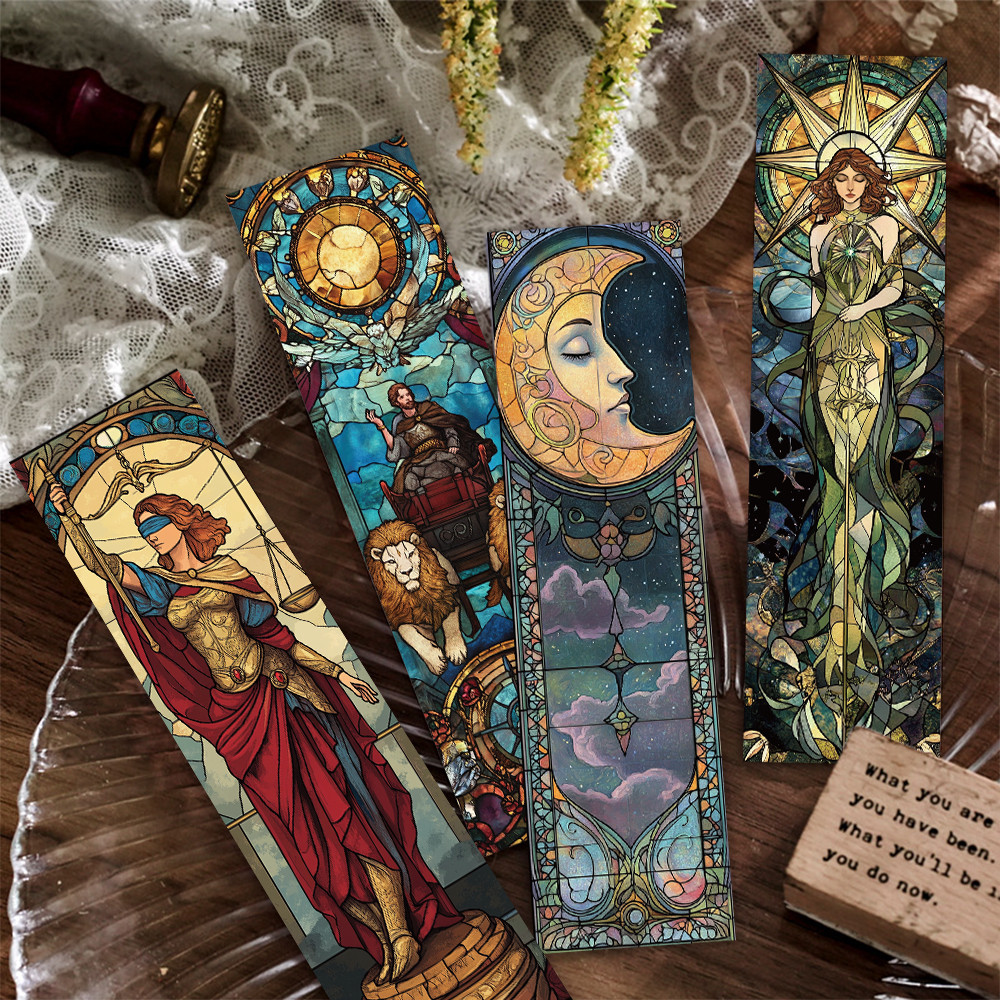 

30Pcs Stained Glass Tarot Bookmarks Aesthetics Card Decorations Reading Pages Book Marks Student Stationery Creative Gifts