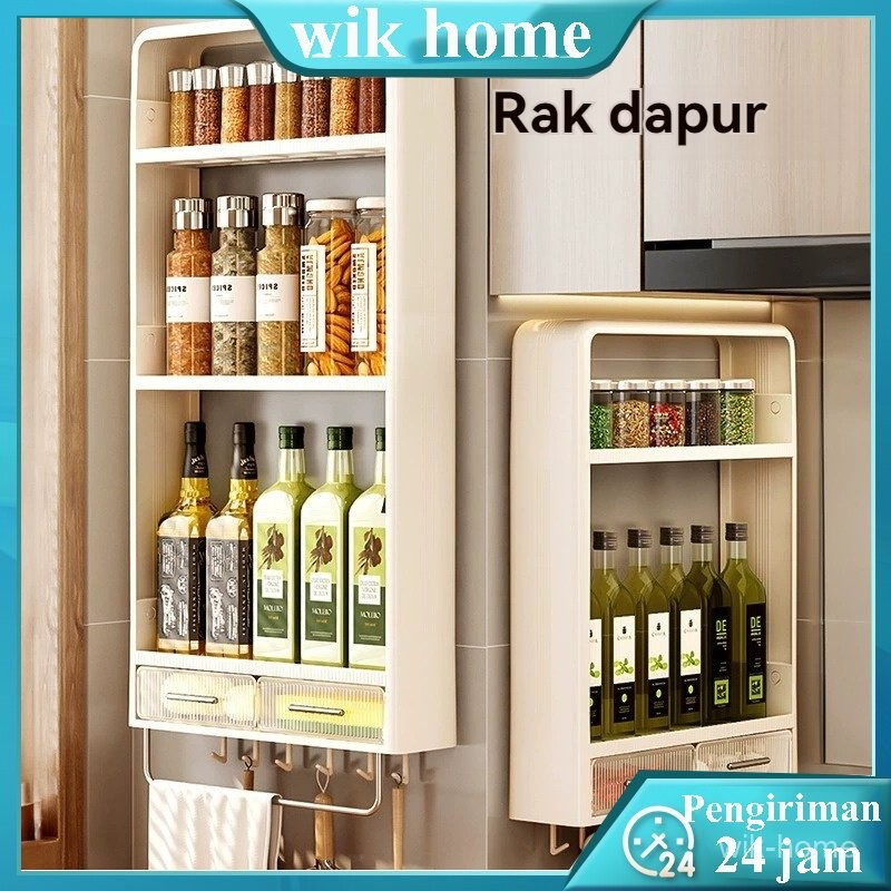 COD Rak Dapur Susun Tingkat Tempat Penyimpanan Bumbu Serbaguna Multifungsi Rak Bumbu Gantung Dinding