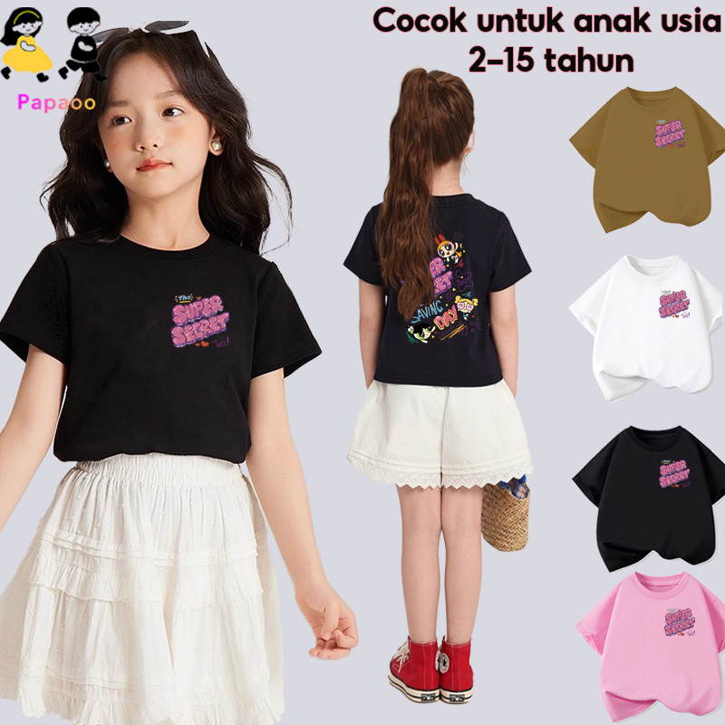 PAPAOO. Kaos Anak Perempuan 100% Cotton Polisi Polisi Kartun Kartun Lucu 2-15THN Anak Perempuan One 