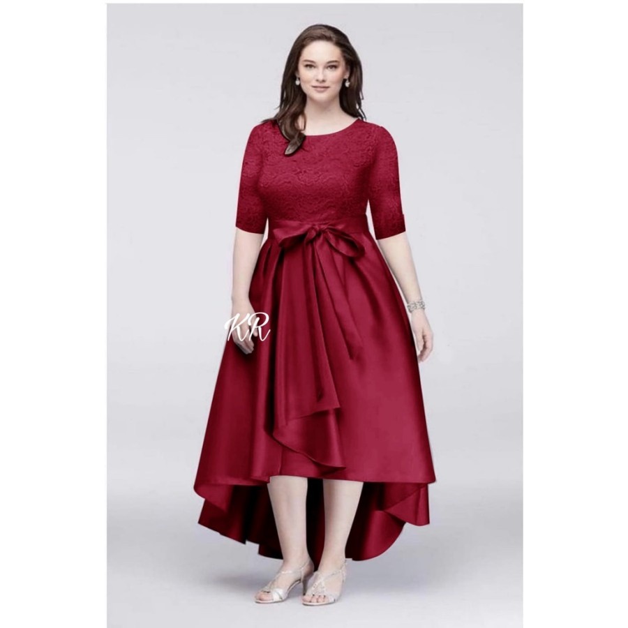 Baju Pesta Natal Dress Brukat Jumbo Wanita Casual Adem Mewah Elegn Trandy Model Terbaru 2022 Dress G
