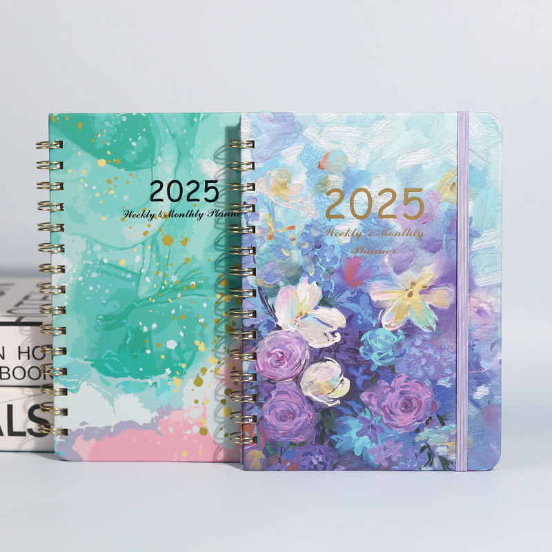 

Agenda2025 A5 Notebook Spiral Bound Diary Planner with Monthly Tabs Calendar Planner for Office School Kids and Adult Gift