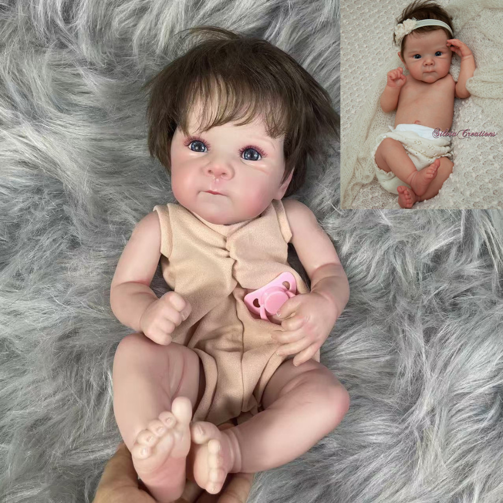 

19 Inch Painted Vinyl Reborn Doll Kit Bettie With Hair Transplant and Eyelashes 3D Painted Skin Visible Veins Handmade Mold