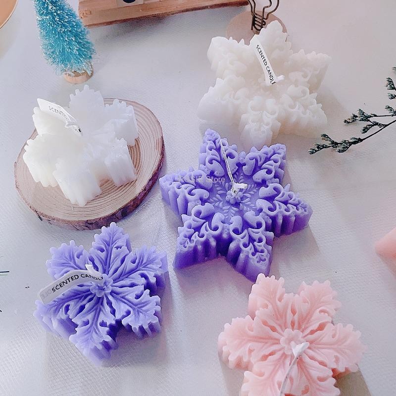 

3D Decor Candle Mold for DIY Scented Candle Resin Plaster Silicone Mould Snowflake Elk Tree Craft Mold Home Decoration