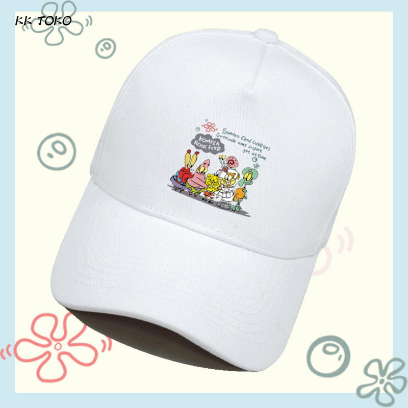 KK Topi baseball motif bebek cetak kustom untuk pria dan wanita, kasual serbaguna, kartun SpongeBob 