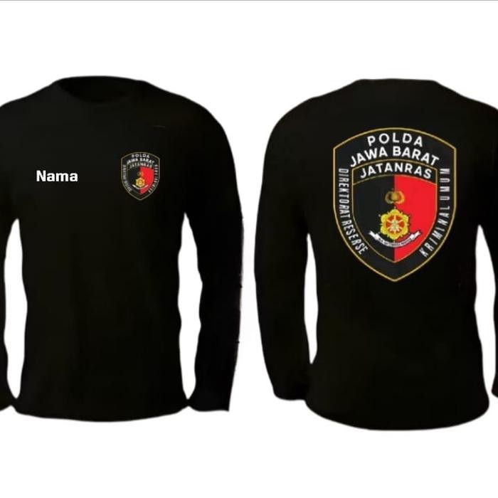 KAOS BAJU PANJANG POLDA JABAR JATANRAS BAHAN KATUN NYAMAN DIPAKAI - HITAM, S