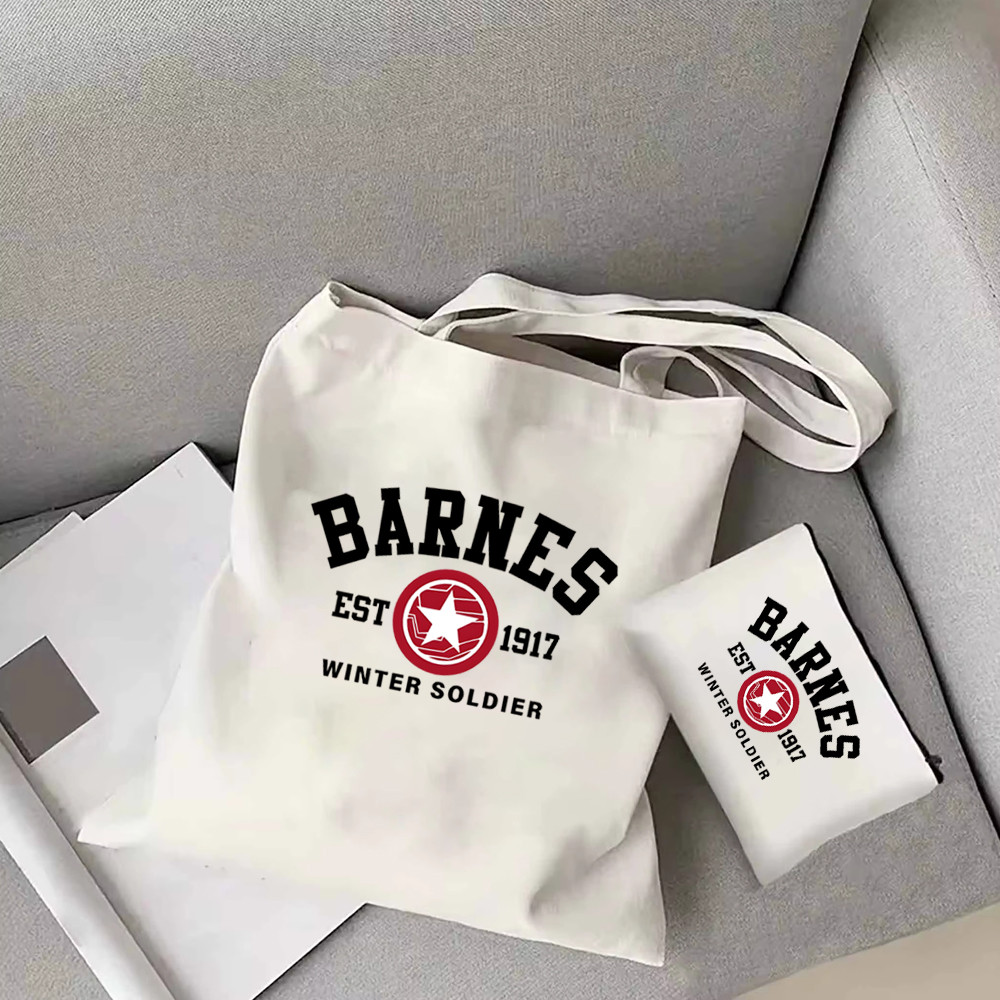 MINISO Disney Marvel Barnes 1917 Soldier Bucky Barnes Shopping Bag Large Capacity Reusable Shoulder 