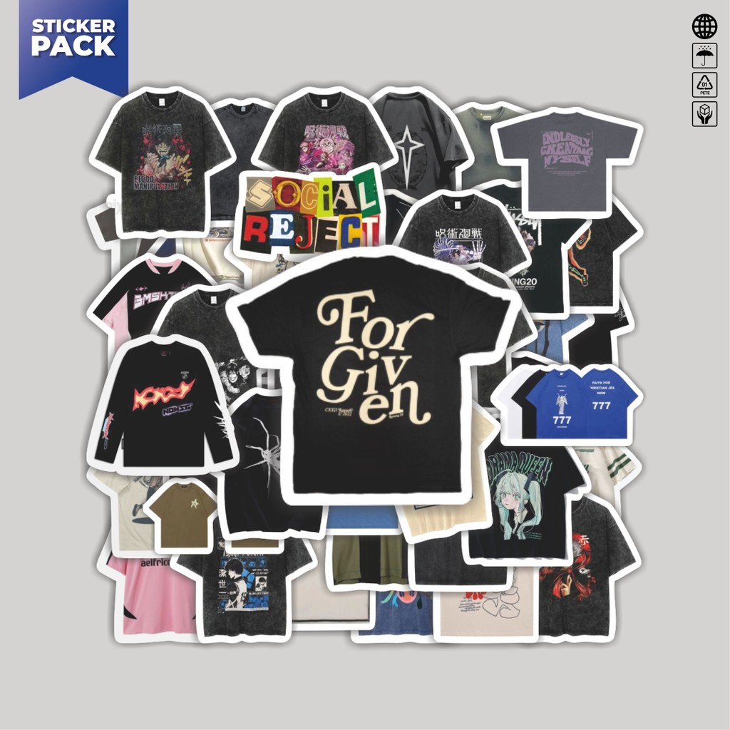 

[100PCS]Stiker Pack Stiker T-Shirt V6 Aesthetic Vinyl Anti Air Dekorasi Sticker Laptop Buku Journal Koper Helm Casing HP Gitar Helm Skateboard