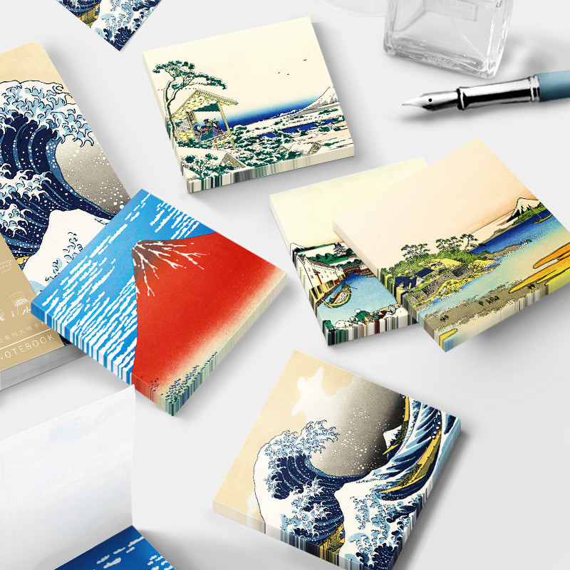 

50sheets Painting Notepad Hokusai Memo Pad No-sticky Decorative Note Papeleria Stationery Office School Supplies