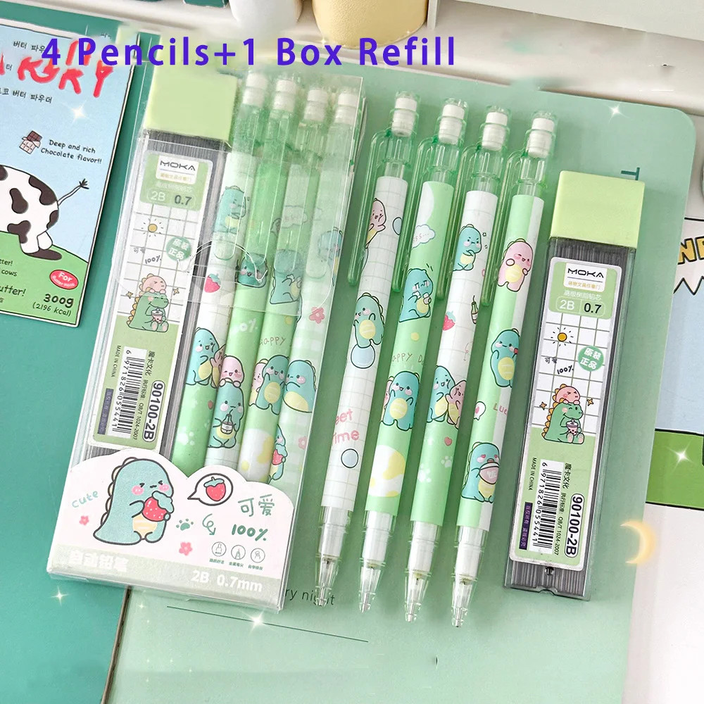 

5pcs Automatic Pencil Cute Mechanical 0.5mm Pencil Set With Refills Retractable Pencil School Kids Stationery Office Supplies