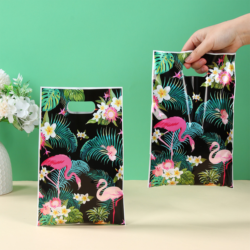 

10/25/50pcs Black Hawaiian Flamingo Candy Bag Summer Beach Birthday Party Decor Favors Candy Bag Hawaii Luau Tropical Party