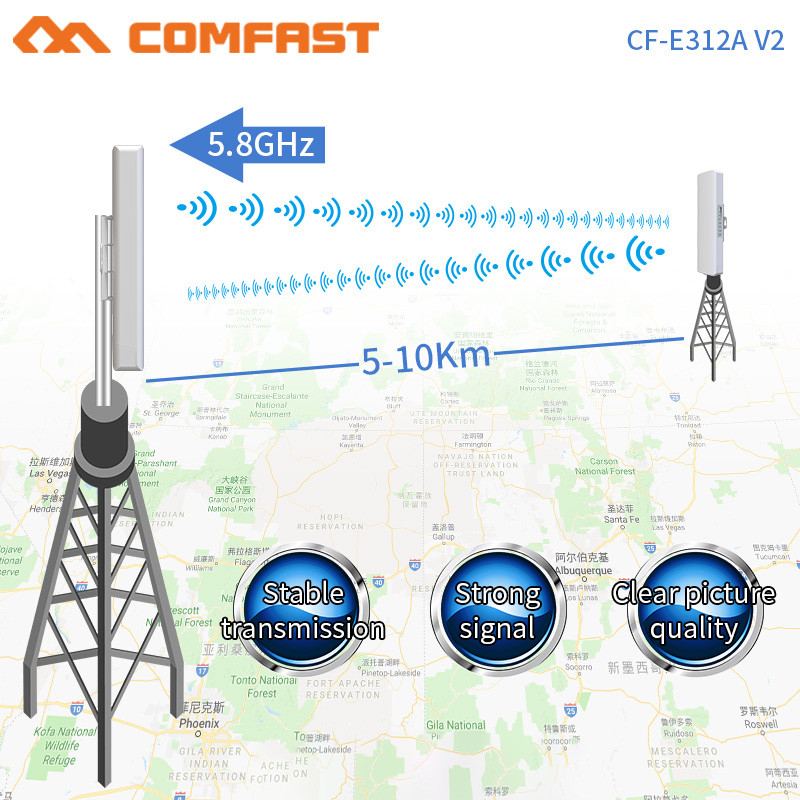 COMFAT Outdoor CPE Wifi Repeater 2pcs 5KM 5GHz 300Mbps Wireless Wi Fi Router Extender Bridge Nanosta