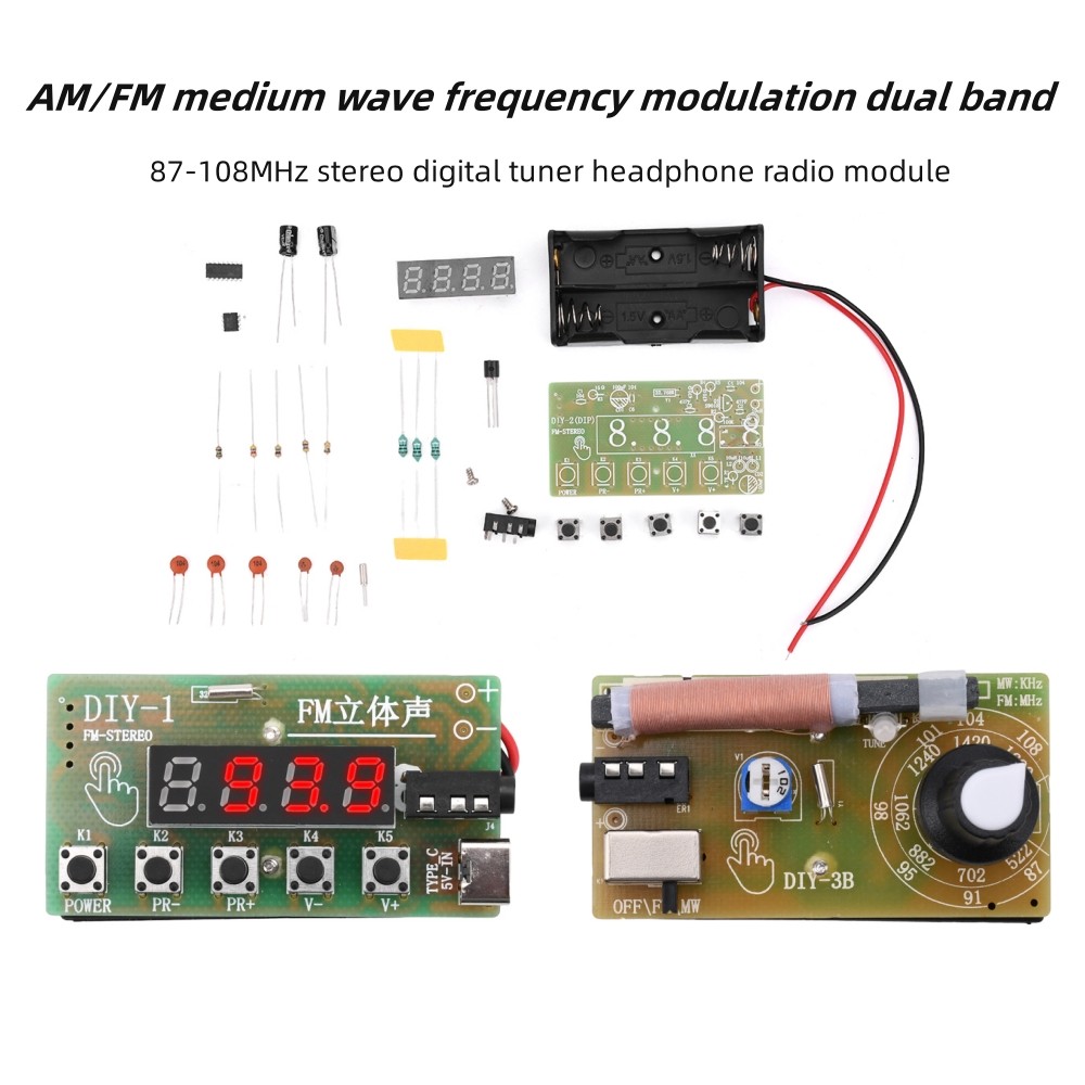 AM/FM medium wave frequency modulation two band 87-108MHz stereo digital tuner headphone radio modul