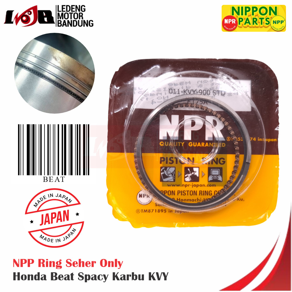 NPP Ring Piston Seher Only Honda Beat Spacy Karbu KVY Ukuran Standar Oversize Motor