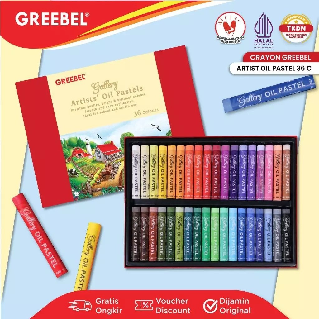 GREEBEL Crayon Artist 36 Warna Krayon Artist Oil Pastel 36C Crayon Greebel