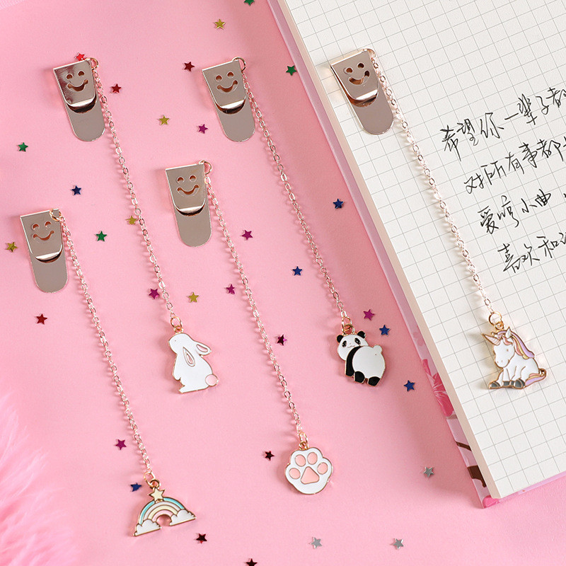 

Korean Creative Cartoon Metal Pendant Bookmark Small Fresh and Cute Pendant Student Folder Cute Bookmark Book Marks