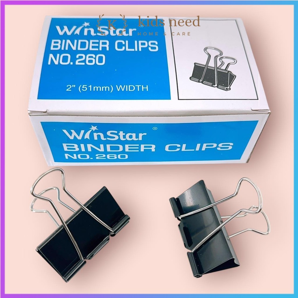 

(1 Box) Binder Klip 105 107 111 155 200 260 Binder Clips Penjepit Kertas Binder Bukan Joyko 12pcs