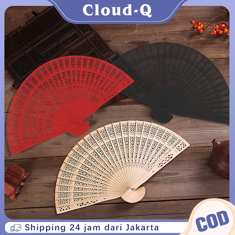TERLARISKipas Cendana Bali Kipas Kayu Cendana Kipas Tangan Kayu Berongga Souvenir Kipas Lipat Vintag
