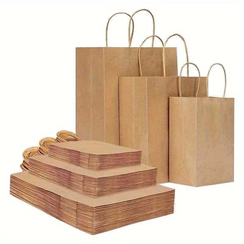

10pcs, 3 Sizes Brown Paper Bags with Handles Assorted Sizes Gift Bags Bulk, Shopping Bags, Bags, Party Bags, Favor Bags