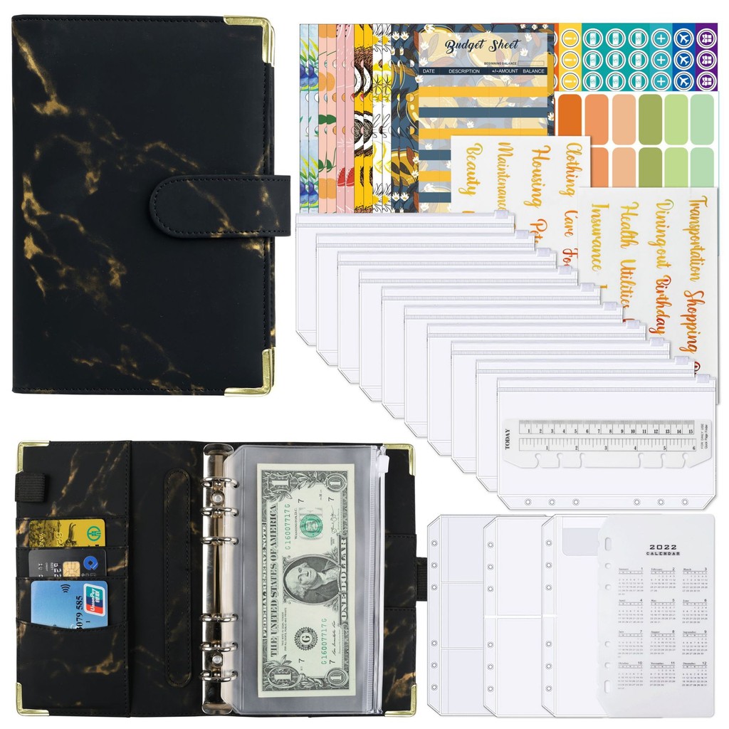 

A6 Money Budget Planner Binder With Zipper Envelopes, Cash Envelopes For Budgeting, Money Organizer For A6 Cash Budget Binder