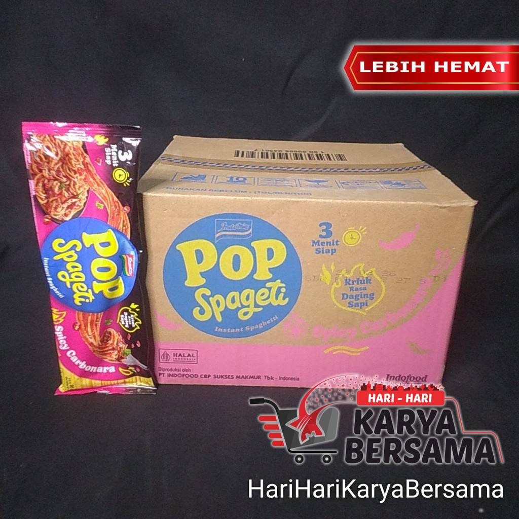 

MAKANAN MI INSTAN INDOMIE POP SPAGETI SPICY CARBONARA PER CARTON ISI 40'S X 80GR