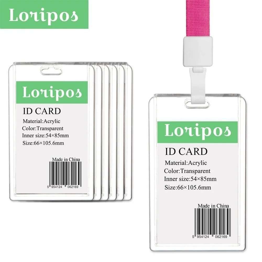 

20pcs/lot Acrylic Name Id Card Case Badge Label Tag Sign Paper Frame Display With Lanyards Multi-colors Suspension Cord Rope